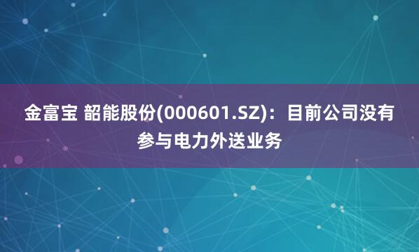 金富宝 韶能股份(000601.SZ)：目前公司没有参与电力外送业务